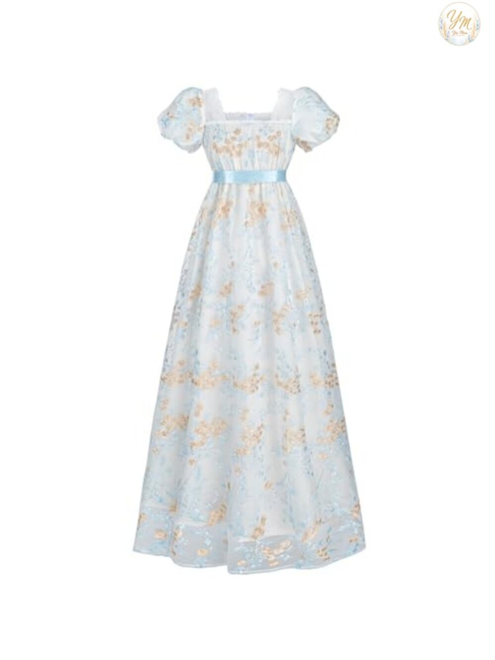 Regency Empire Waist Victorian Ball Gown Puff Sleeve Formal Dress